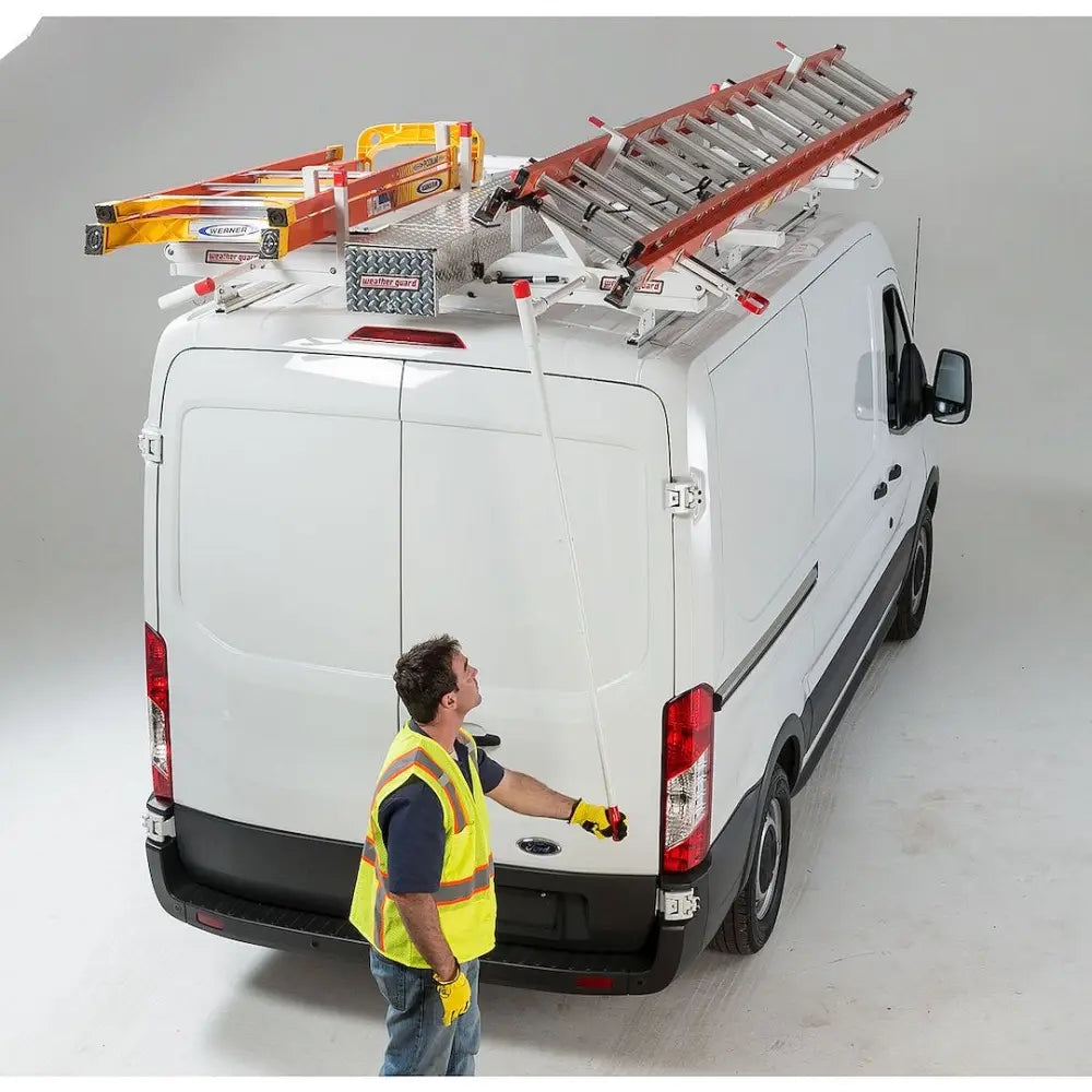 Weatherguard Limited Lifetime Warranty Ladder Rack 2275-3-01 - Full-Size Van Drop-Down Dual Drop