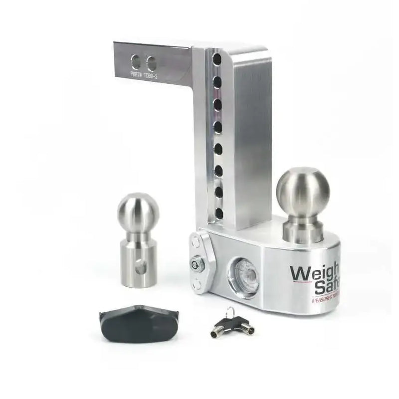 Weigh Safe 8in Drop Hitch w/Built-in Scale & 2in Shank (10K/12.5K GTWR) - Aluminum - RV and Auto Parts