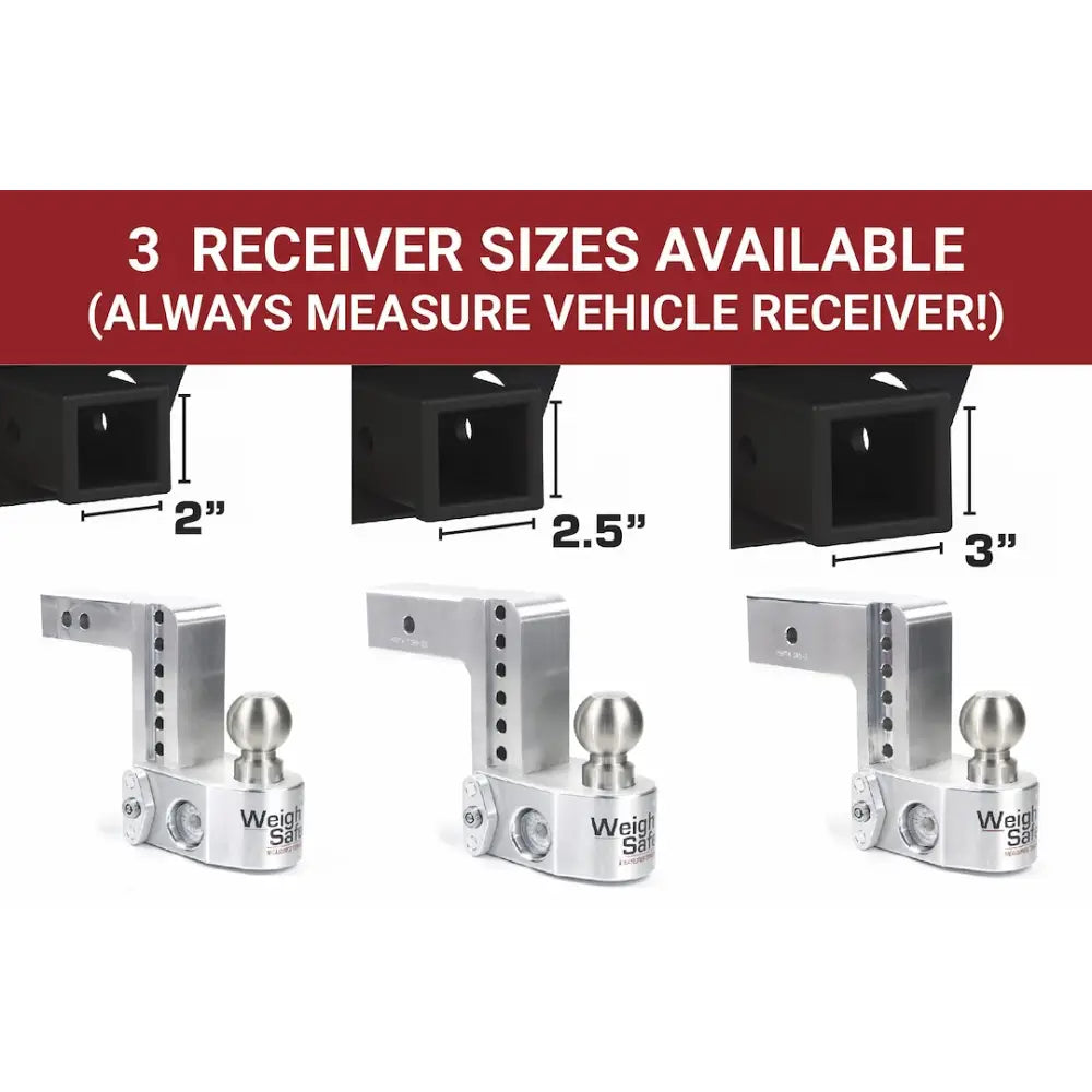 Weigh Safe Limited Lifetime Warranty Trailer Hitch Ball Mount WS8-3 - 8Inadj Ballmount 3Inshank