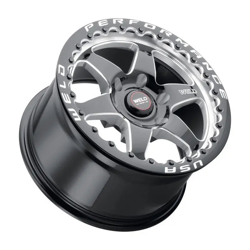 Black and silver performance wheel.