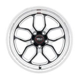 Chrome and black Weld racing wheel.