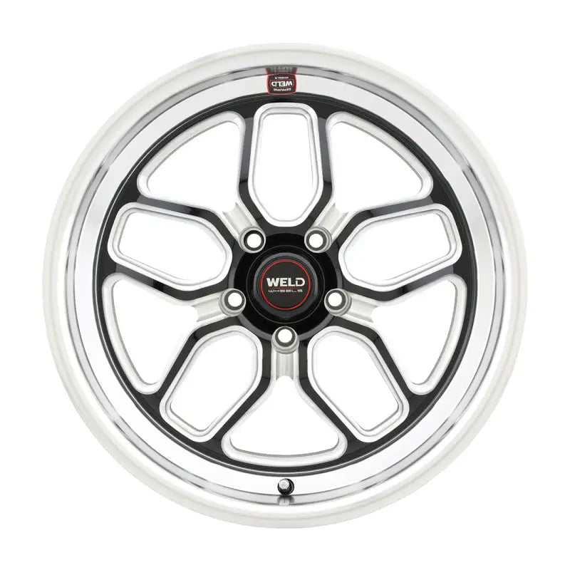 Polished five-spoke wheel.