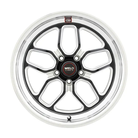 Polished five-spoke wheel.