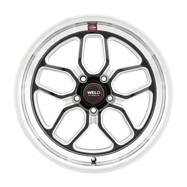 Polished five-spoke wheel.