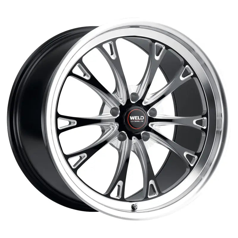 Black and silver multi-spoke wheel.