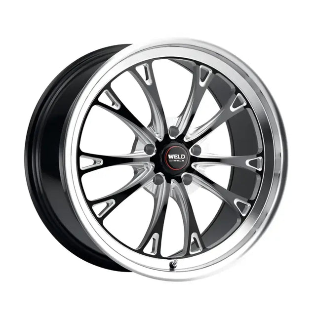Black and silver car wheel.