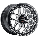 Black and silver performance wheel.