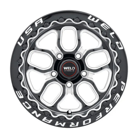 Black and silver performance wheel.