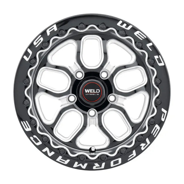 Black and silver performance wheel.