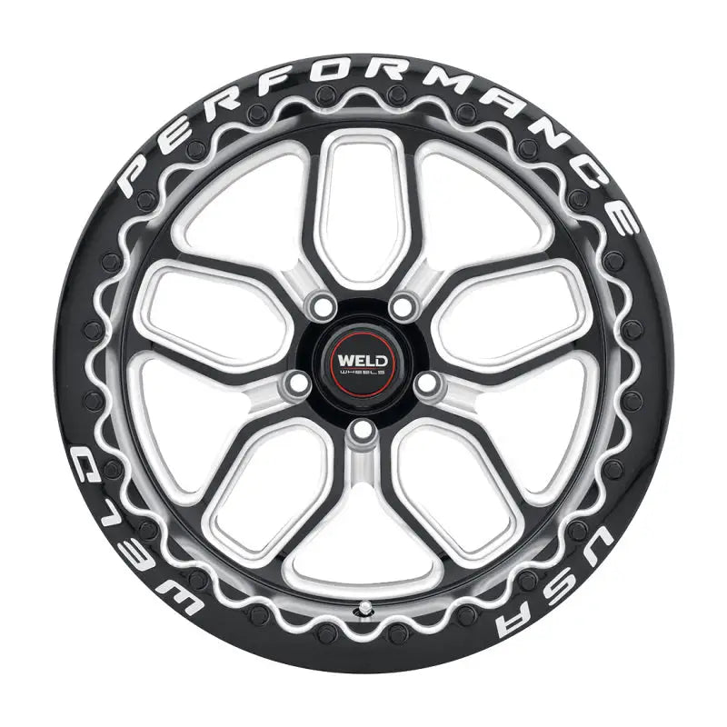 Black and silver performance wheel.