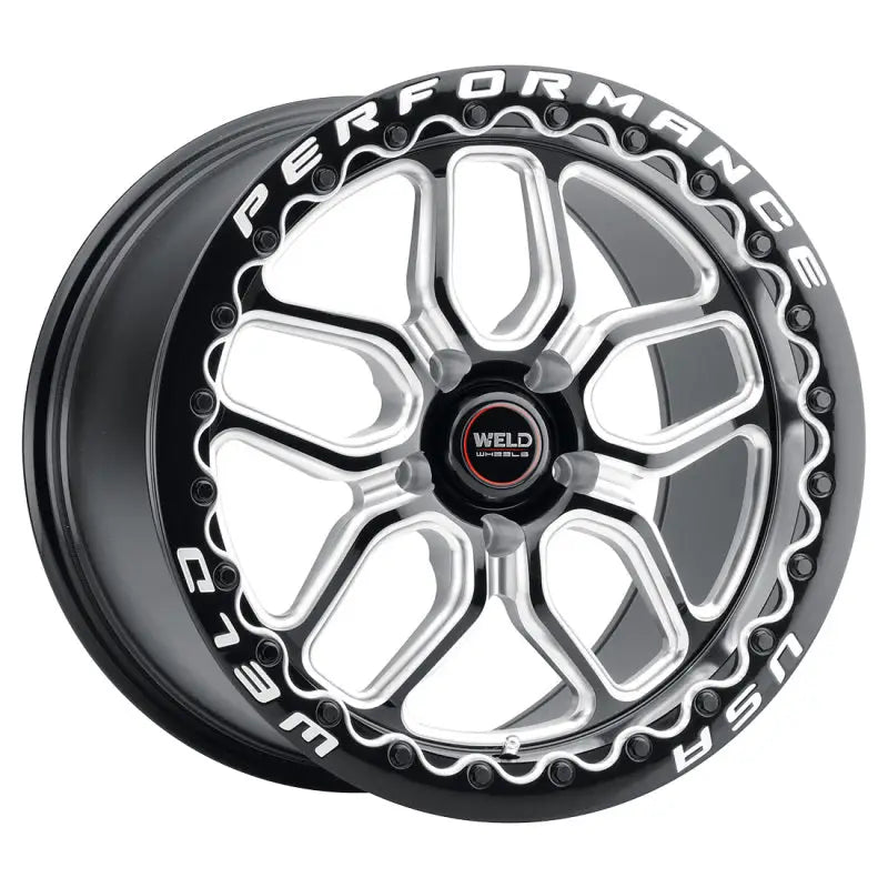 Black and silver performance wheel.