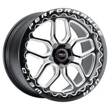 Black and silver performance wheel.