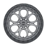 Gray aluminum alloy wheel.