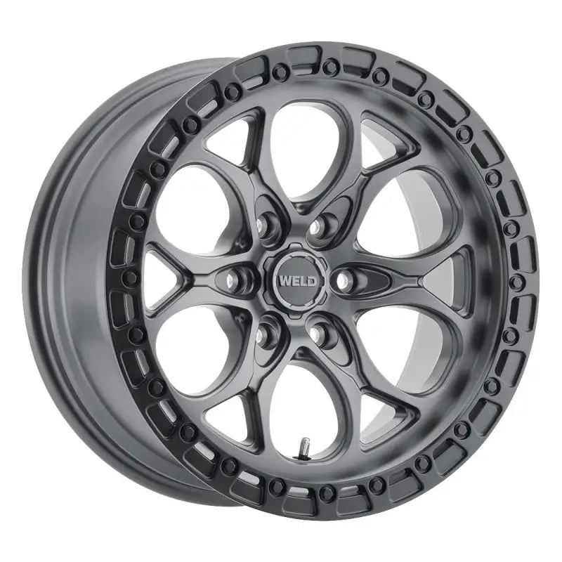 Gray aluminum alloy wheel.