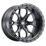 Black aluminum alloy wheel.