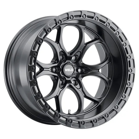 Black aluminum alloy wheel.