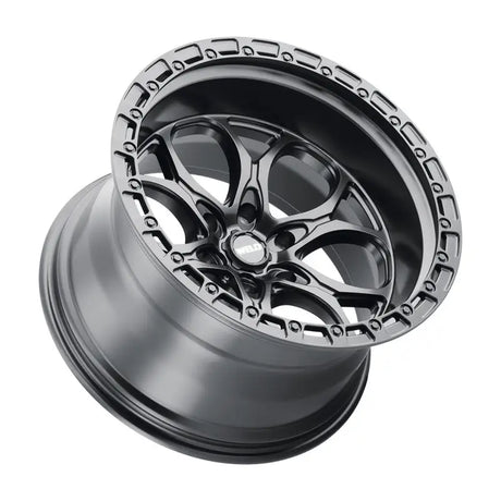 Black alloy wheel.