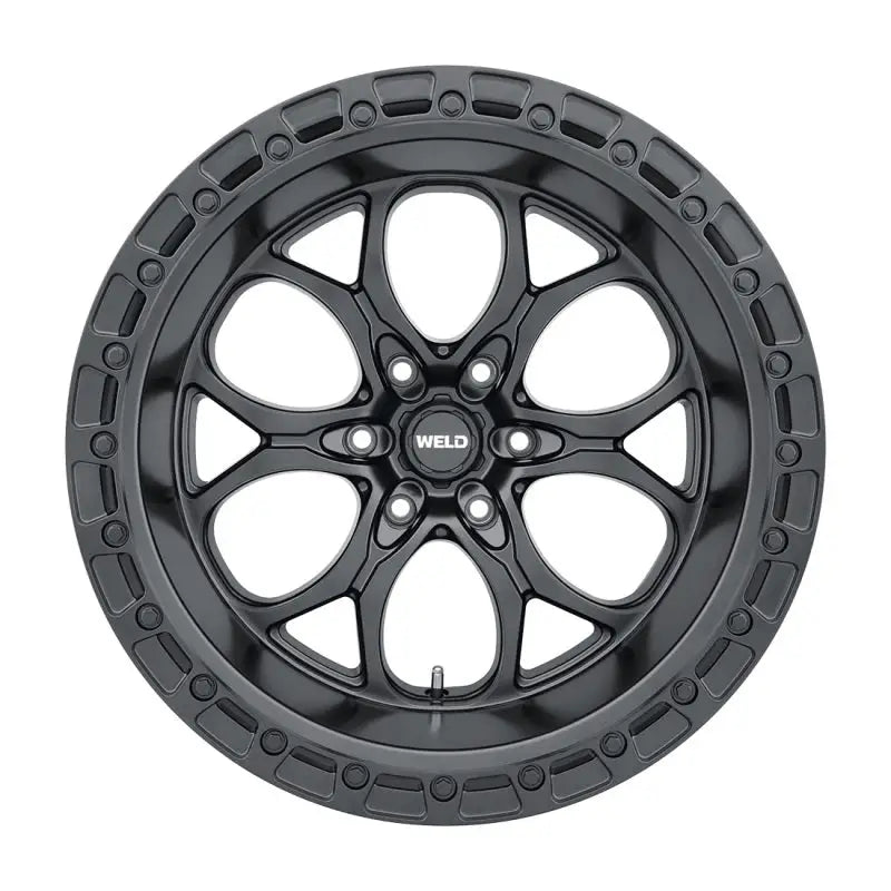 Black alloy wheel.