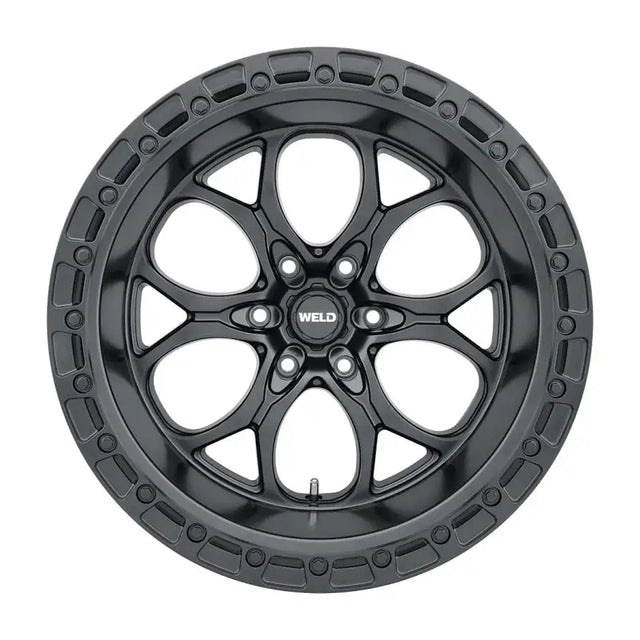 Black alloy wheel.
