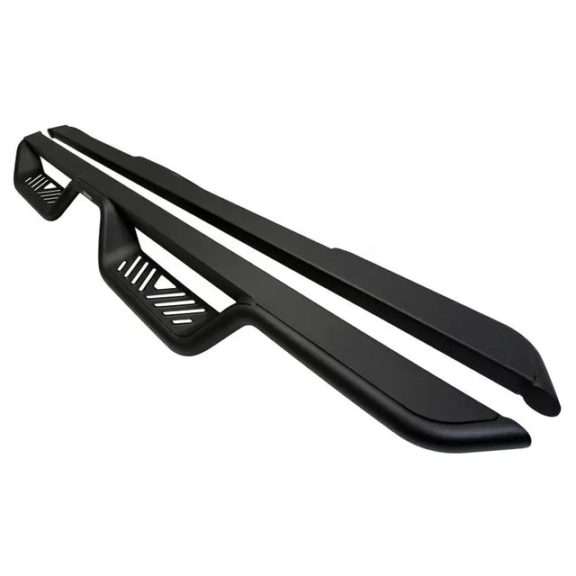 Westin 18-22 Jeep Wrangler JL Unlimited Outlaw Nerf Step Bars in textured black with distinctive die-stamped step plates for maximum traction.