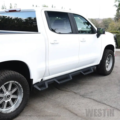 Westin 2019 Chevrolet Silverado/Sierra 1500 (5.5ft) Drop Wheel to Wheel Nerf Step Bars - Txt Black 