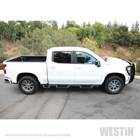 Westin 2019 Chevrolet Silverado/Sierra 1500 (5.5ft) Drop Wheel to Wheel Nerf Step Bars - Txt Black 