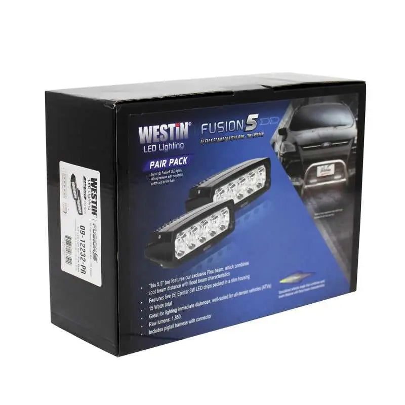 Westin Fusion5 LED Light Bar Single Row 5.5 inch Flex w/3W Epistar (Set of 2) - Black 