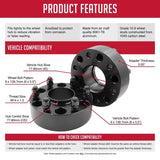 Wheel Adapter 6 x 139.7 Millimeter/ 5.50 Inch Axle Bolt Circle; Hub Centric; 14 Millimeter 1.5 Thread Size Studs; 77.80