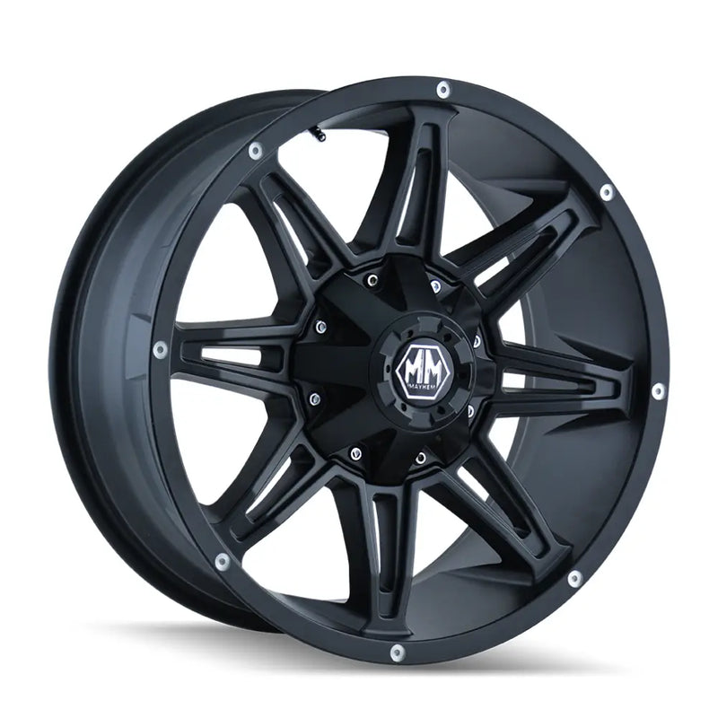 Wheel Group With Mayhem Logo Center Cap 8090-2937MB11 - Black Rampage 8090 20X9 6135 6139