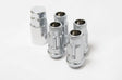 Wheel Mate 12x1.50 48mm Muteki SR48 Silver Open End Locking Lug Nut Set of 4 on white background.