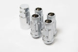 Wheel Mate 12x1.50 48mm Muteki SR48 Silver Open End Locking Lug Nut Set of 4 on white background.