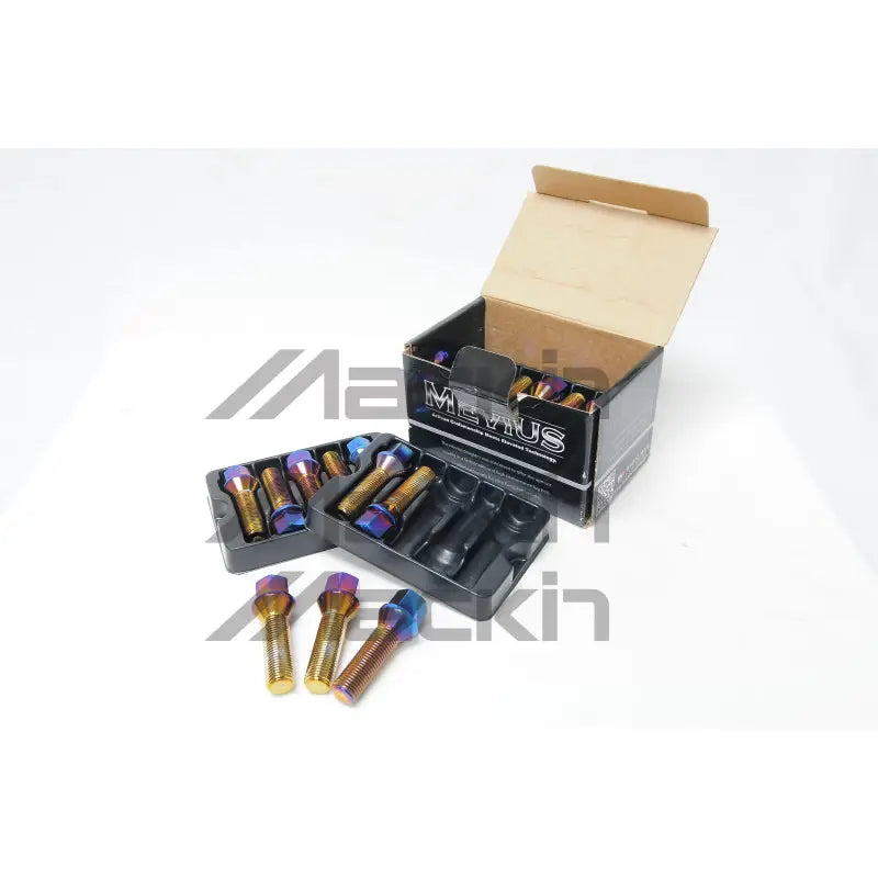 Wheel Mate 40613BR Wheel Mate Mevius Lug Bolt Set of 20 - Black 14x1.50 50mm Ball 14mm RAD
