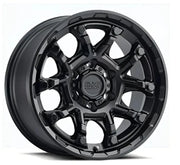Matte black off-road wheel by Wheel Pros Pros Br Ark with simulated beadlock rim