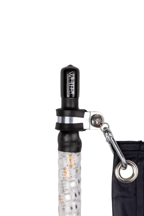 Black and silver RGB chase light fixture on the Whip It 3Ft Blk Bt Rgb Chase Light Rod