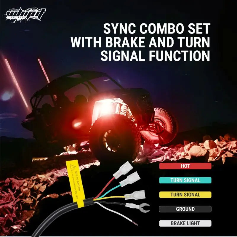 Wiring harness for sync combo set with brake and turn signals on 3ft magnet base
