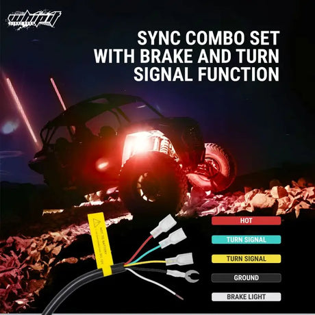 Wiring harness for sync combo set with brake and turn signals on 3ft magnet base