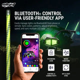 Bluetooth-controlled LED lighting system with 3ft magnetic base on Whip It 3Ft Magnetic Base w Spring