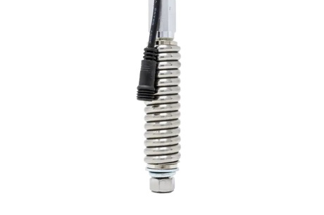 Silver cylindrical shock absorber with black cable, part of Whip It 5Ft Blk Bt Rgb Chase Set