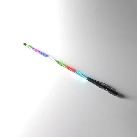 Flexible 5ft magnet base light whip with colorful spiraling LEDs and black handle