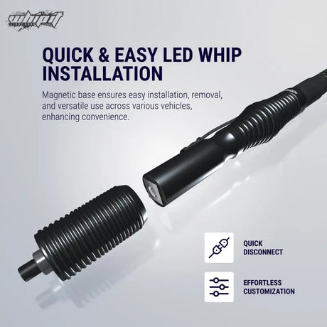 Whip It 5Ft Magnet Base with Spring Set LED Whip Light for easy install and customization