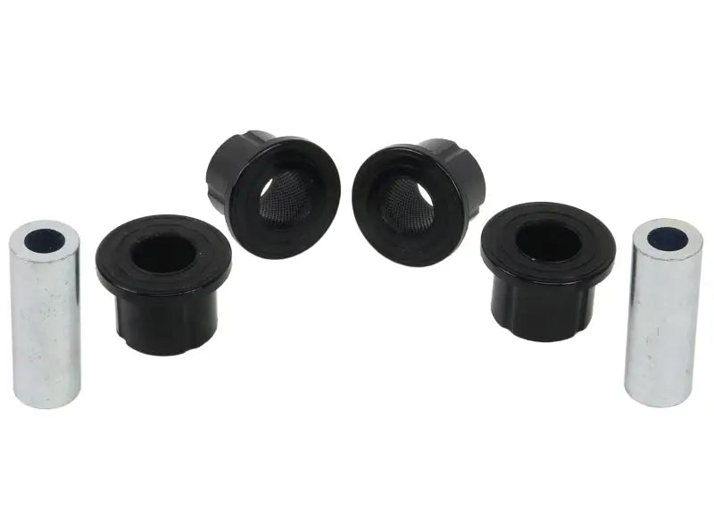 Automotive suspension bushings and sleeves for Nissan Frontier XTerra rear spring setup