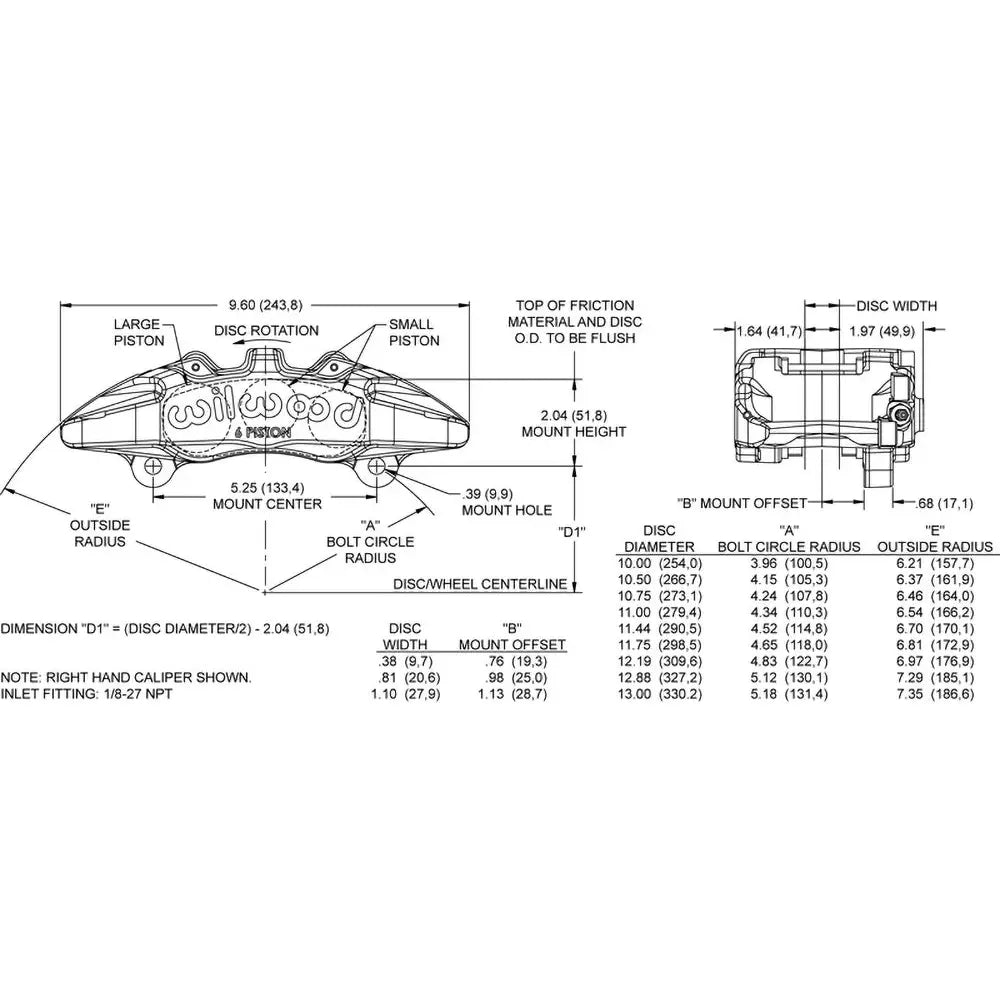 Wilwood No Supplier Warranty Brake Caliper 120-13428 - DP6 1.62 1.38 1.38 .810 Rot