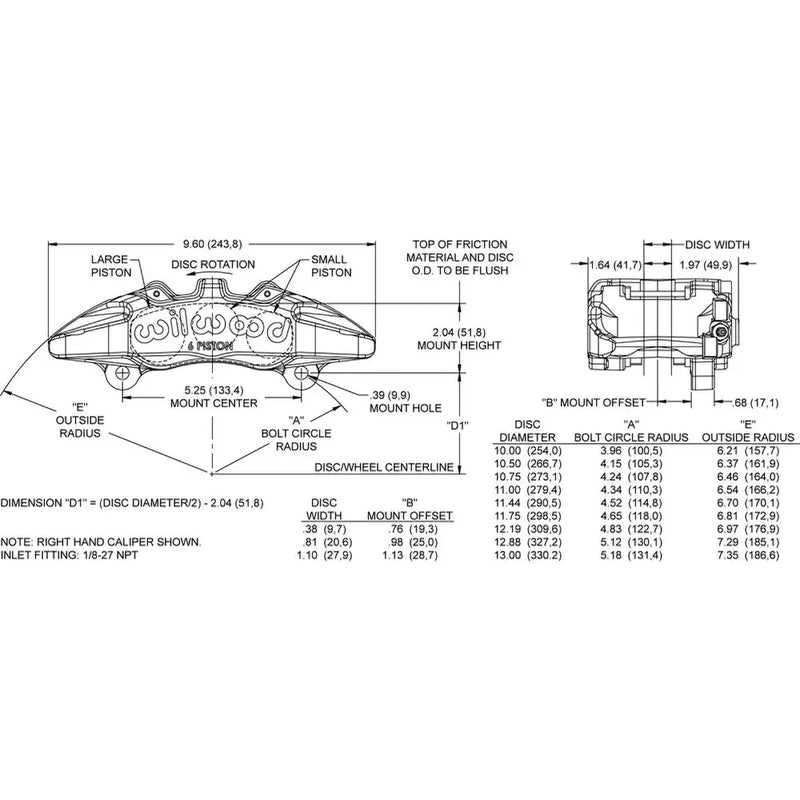 Wilwood No Supplier Warranty Brake Caliper 120-13428 - DP6 1.62 1.38 1.38 .810 Rot
