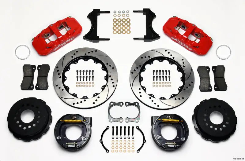 Wilwood Aero4 Rear brake kit for Ford with 14-inch drill red P-brake upgrade
