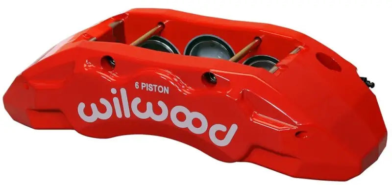 Vibrant red Wilwood TX6R caliper for heavy-duty service, glossy finish