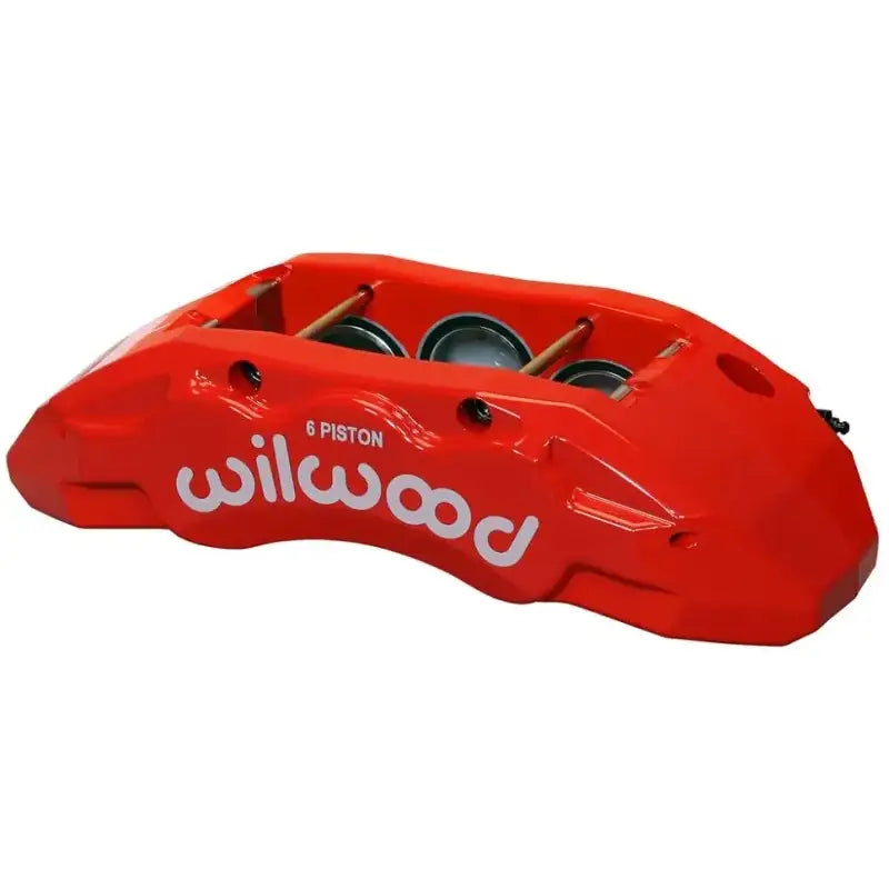 Vibrant red Wilwood TX6R caliper for heavy-duty service, glossy finish