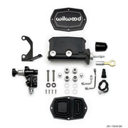 Wilwood 261-15545-BK Wilwood Compact Tandem M/C - 1.12in Bore w/Bracket and Valve fits Mustang (Pushrod) - Black