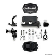 Wilwood Compact Tandem M/C - 1.12in Bore w/RH Bracket and Valve - Black - Truck & Automotive