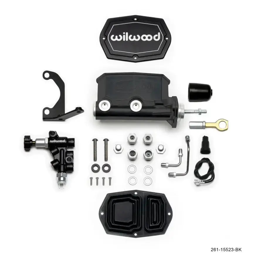 Wilwood Compact Tandem M/C - 15/16in Bore w/Bracket and Valve fits Mustang (Pushrod) - Black - Truck & Automotive