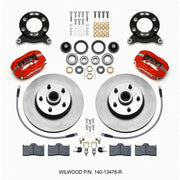 Wilwood 140-13476-R Wilwood Forged Dynalite-M Front Kit 11.30in 1 PC Rotor&Hub Red 1965-1969 Mustang Disc & Drum Spindle